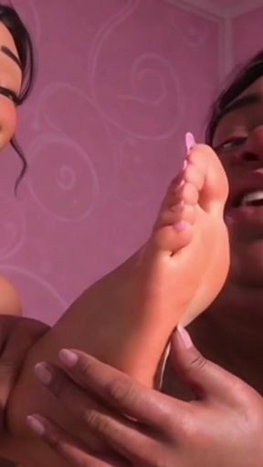 Fat Ugly Obese Licking Beautiful Woman's Feet - Deep Humiliation
