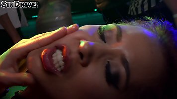 Emylia Argan and Paula Shy are screaming from pleasure while strangers are fucking them in the club