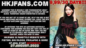 Hotkinkyjo fuck her ass deep with long dildo from organotoy, self anal fisting &amp_ prolapse