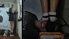 dancing on a head in socks starring Alice (two view)