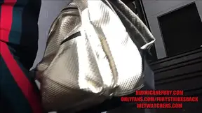 Hot round-assed goddess teased and slapped on stairs by black man