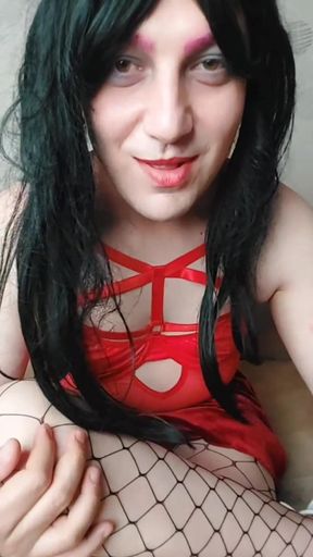 Gothic Dark Outfit White Body Femboy