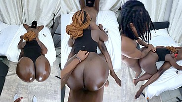 Phat Ass Ebony Fucked Hard Doggystyle by Two Bros
