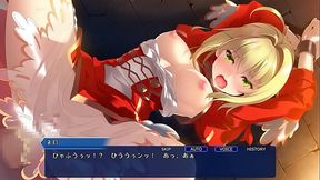 Nero Claudius Bound & Pleasured by Big-Titted Anime Goddess in Fate Grand Order Mahjong H Scene