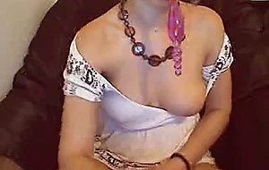 Busty Tranny Jacking off her Cock