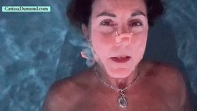 Carissa blows bubbles, talks, and sings underwater while topless!