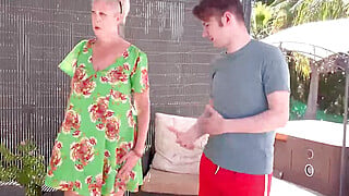 Horny Stud Fucks Mature Granny By The Pool