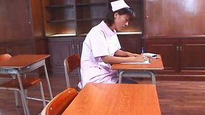 Lewd Japanese nurse Reimi Aoi shows off her beaver in cam