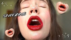 She Loses Control Powerful Wet Sneezes Right in Your Face Close-Up