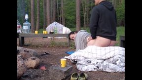 Sneaky Push Inside While Her Husband Still In Tent