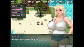 the castaway married gal s netorare story [ ntr hentai game pornplay] ep.4 hot blonde got stuck in a hole on the beach