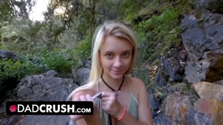 Cute Blonde Stepdaughter Riley Star Jumps On Stepdaddy's Cock And Rides Him Outdoors - DadCrush