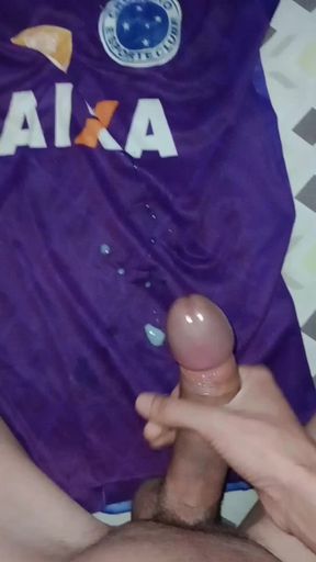 Thick cum on my football team t-shirt