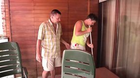 Busty mature maid seduces her employer!