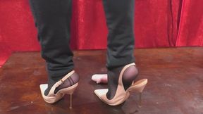 Trampling handjob and shoejob with Kurt Geiger slingbacks Wide