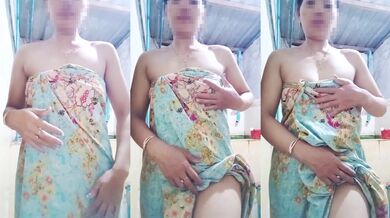 Cute girl appears alone in the bathroom