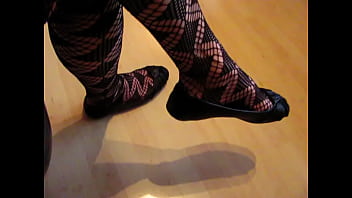 fishnets and ballet flats, secretary shoeplay in the office by Isabelle-Sandrine