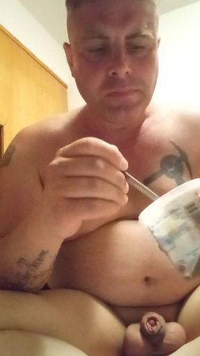 Milk and ice cream for my snack tonight