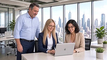 Two Teen Beauty Interns Fuck The Boss For Promotion (AI-Generated)
