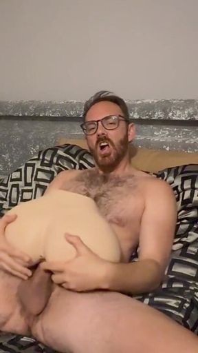 Stroking the Tip of My Big Dick with My Ass Doll