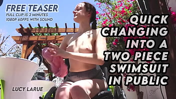 Quick Changing Into a Two Piece Swimsuit in Public