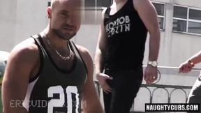 ginormous hard-on fag three way And Facial cumshot