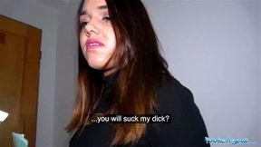 Public Agent Hot tourist sucks and fucks agents big cock in stairwell