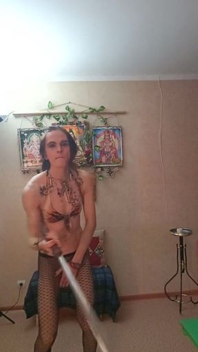 Erotic dance with a sword