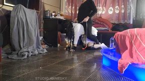 Blindfolded ponyplay and crazy supersonic riding ponygirl at maximum speed and rapid crawling in home and #MCT005