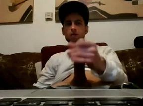 Ripped Stud Strokes His Big Cock to a Webcam Orgasm