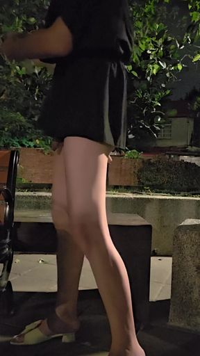 Petite Tgirl Ting Xuan Outdoor Anal Ride with Dildo