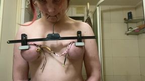 Tits BDSM Till Orgasm - Bondage, Thumbtacks, Clothes Holder Clamps