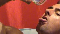 Shaved Euro-Stud Stroking & Eating Cum