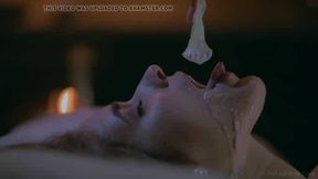 Playing cum in condom and pusssy fingering sexy girl