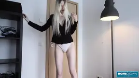 Classy blonde seduces and fucks her boss POV