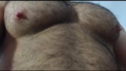 Muscled, Hairy Thorgeirr U Plays with His Hot Nipples , Jerks and Cums