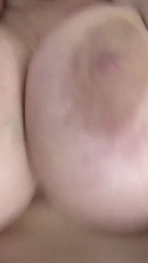 Huge tits Arabelle Raphael licks cum off of her tits