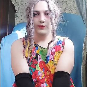 Big White Ass Sissy Crossdresser Lady Boy Purple Dress