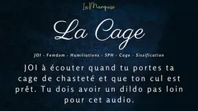 JOI for a caged guy who has to dildo his ass   French Audio Porn