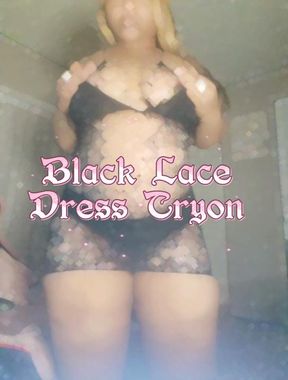 Black lace dress tryon