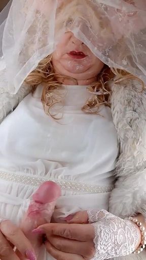 Cum and Pee on Transbride in Furcoat