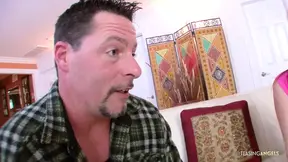 Eager brunette seeks advice from old, scened man