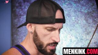Submissive Pup Tyr howls loudly while Travis Connor pounds him