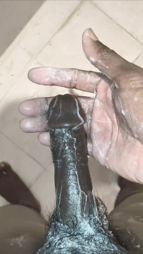 TS Azzy Doing Self Pleasure Best Soap Handjob Masturbation In Bathroom