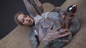 anuskatzz gets a stainless steel dildo to shove up her ass