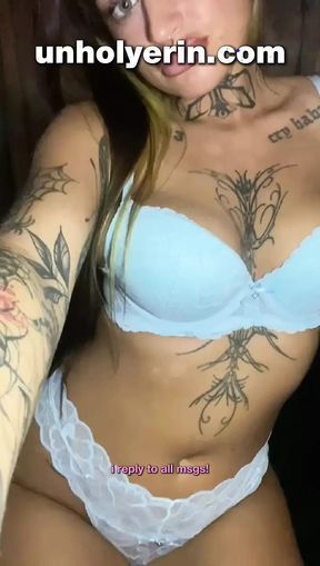 Goth Slut Fingers Her Little Pussy
