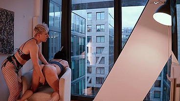 Femboy Pegged Dominated and Destroyed by Strapon Cock - Jaq Quicksilver x Maeby West - queer nonbinary T4T blowjob anal pegging