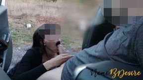 I meet the colleague with the big cock to get fucked outside the car before returning to the cuckold