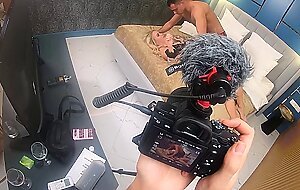 The actors let a blonde with big tits in a circl anal and pussy - behind the scenes Mila Ray