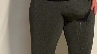 Massive dick explodes in tight pants: hands-free cumshot in the shower #bigcock #solo